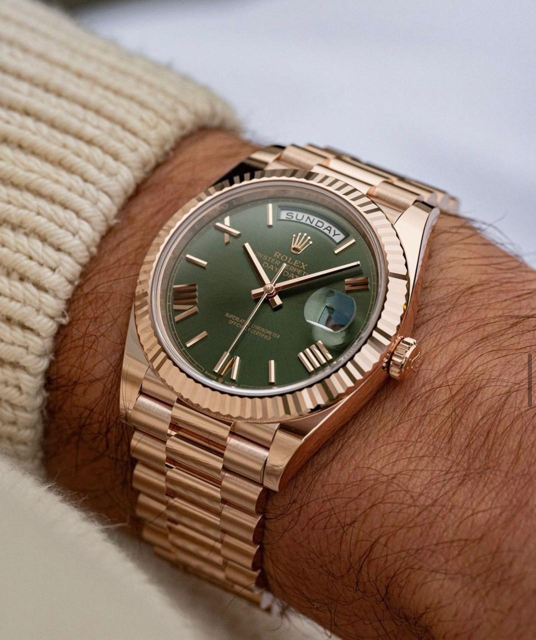 Day-Date 40 Rose Gold Green Ombre Roman Numeral Dial