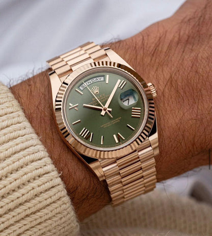 Day-Date 40 Rose Gold Green Ombre Roman Numeral Dial