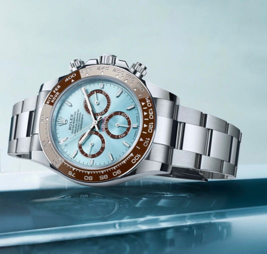 RLX [DAYTONA] SKY BLUE BROWN SILVER STEEL WATCH