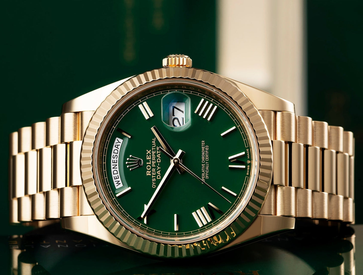 Day-Date 40 Rose Gold Green Ombre Roman Numeral Dial