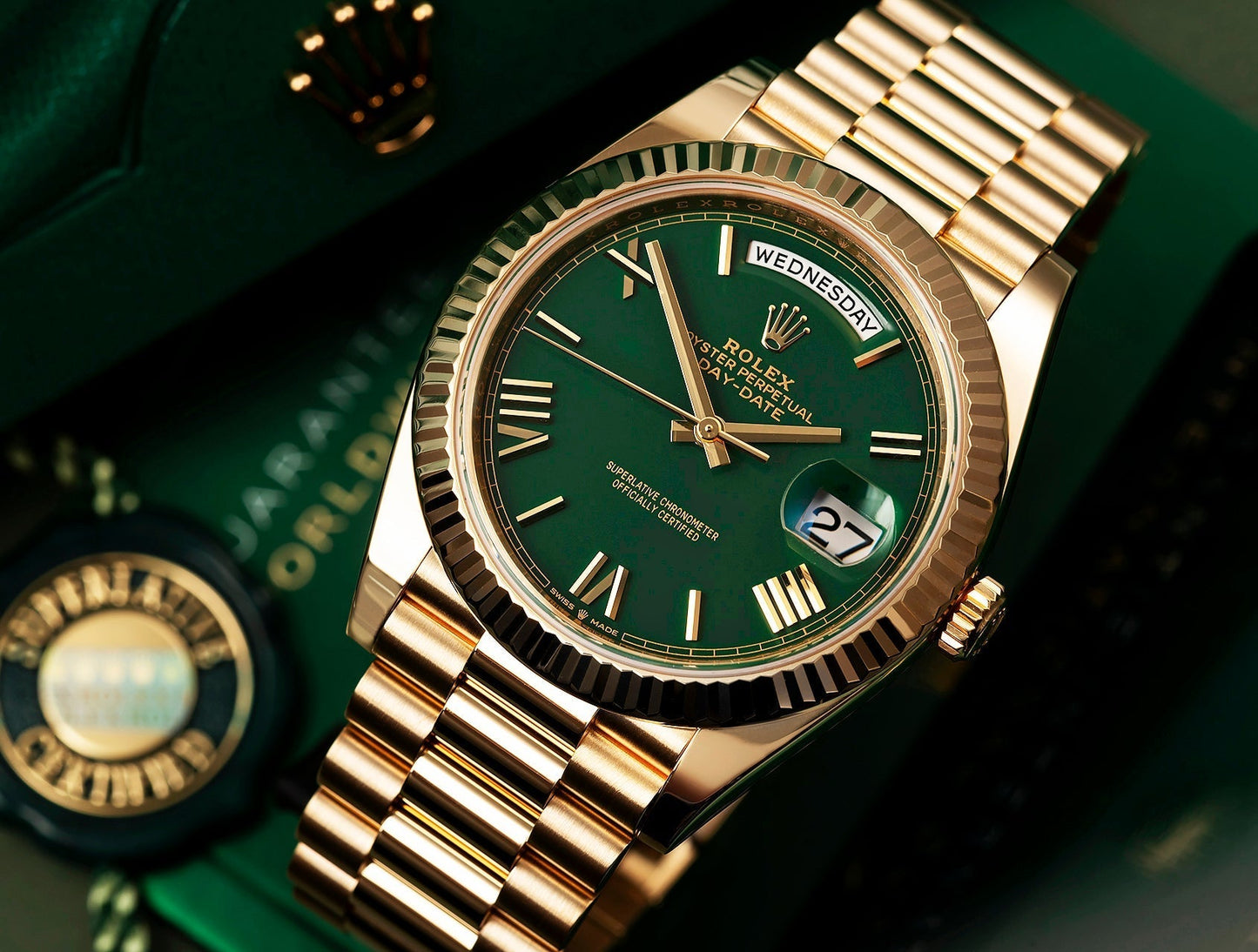 Day-Date 40 Rose Gold Green Ombre Roman Numeral Dial