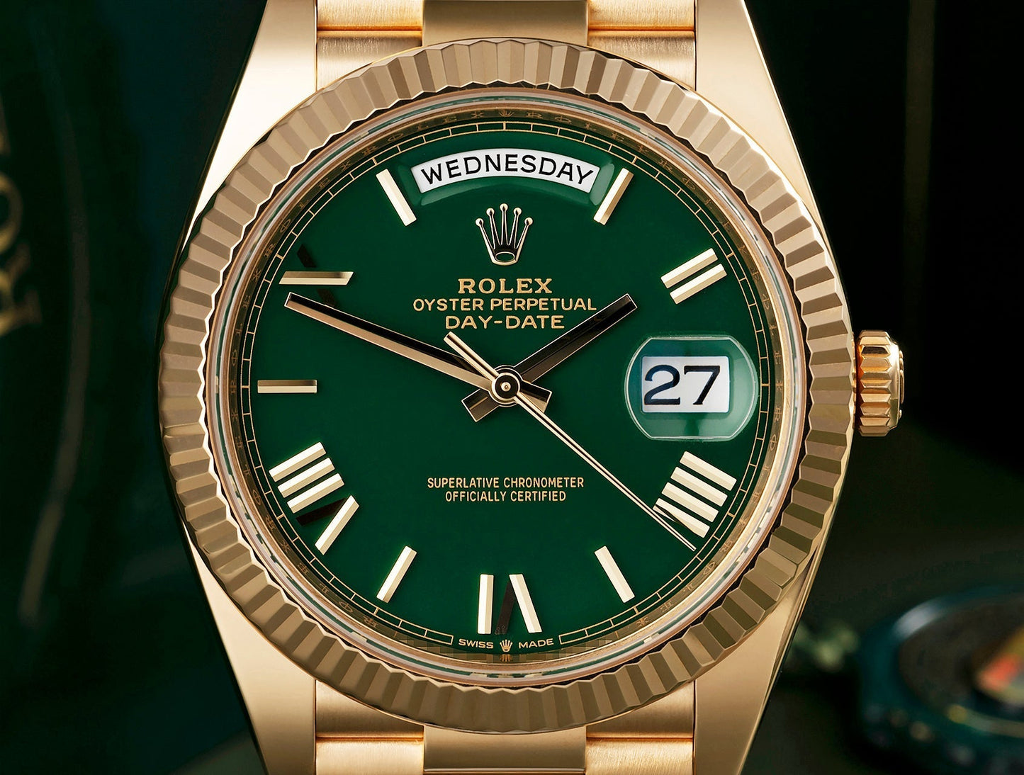 Day-Date 40 Rose Gold Green Ombre Roman Numeral Dial